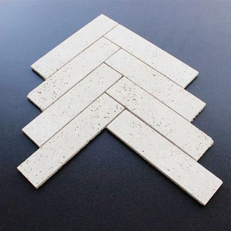 Fishbone Beige Travertine Nature Marble Irregularity Mosaic Bathroom Wall Tiles for Swimming Pool Beige Travertine 