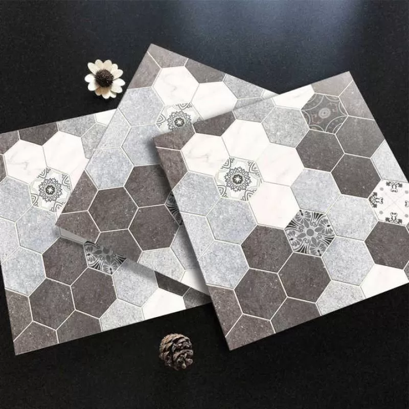 300x300 Non Slip Modern Hexagonal Pattern Rustic Style Grey Matte Glazed Bathroom Interior Ceramic Floor Classic Tiles