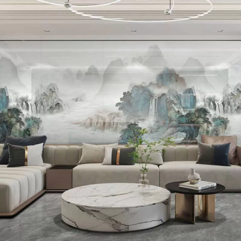 Interior Room Chinese Style White Glazed Surface Engineered Large Floor Wall Tile Porcelain Slab Sintered Stone for Table Top 