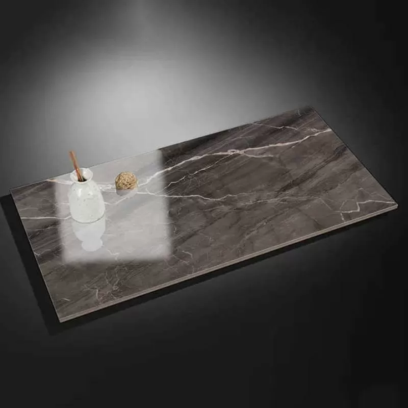 Glazed Polished Interior Marble 300x600 Porcelanato Porcelain Floor Wall Tiles Glossy Black Surface Luxury Bathroom Wall Tile