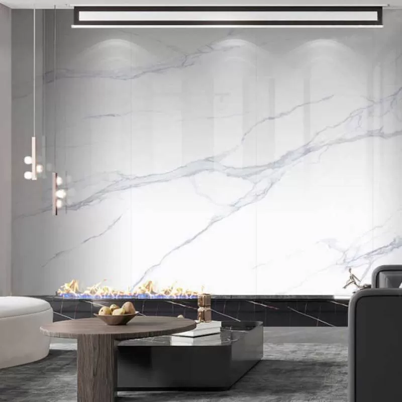 Good Quality Custer White Textured Porcelain Tile Sintered Stone for Wall Background Glazed Marble Look Slabs Sintered Stone