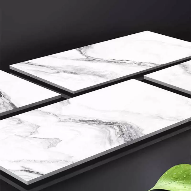 Chinese Simple Luxury Stone 600x1200 Marble Living Room Tile Carrara White Shiny Glossy Glazed Porcelain Wall and Floor Tiles
