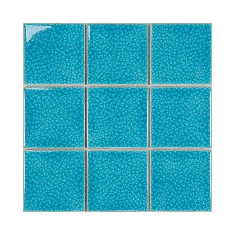 Beata Factory Wholesale Ceramic Porcelain Mosaic Tile 100X100mm Ice Crackle Square Glossy Mosaic for Swimming Pool