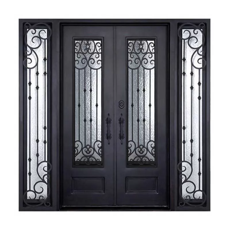 House Villa Outdoor French Style Cast Wrought Iron Security Double Entry Doors Design