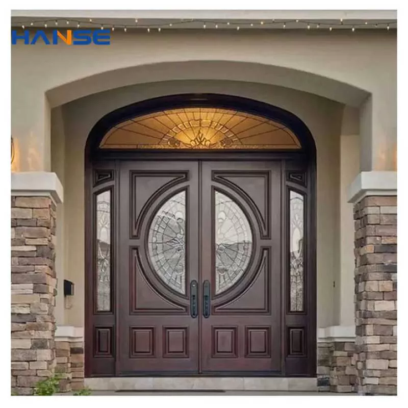 House Exterior Arched Wood Main Entrance Front Door Design Custom Outdoor Double Wooden Arch Entry Doors
