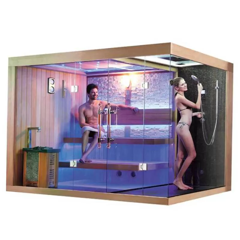 OEM ODM Prefab Indoor Sauna Red Cedar Wood Single Steam Sauna Spa+Tubs+&+Sauna+Rooms
