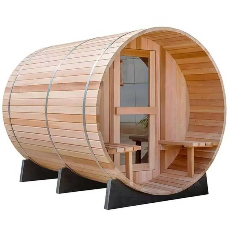 Low Price Custom Built 6-person Cedar Barrel Sauna Steam Outdoor Room Russian Sauna