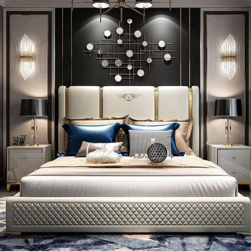 Big Kingsize Wooden Bed Set Furniture Queen Size Frame Double Models Design for Sale