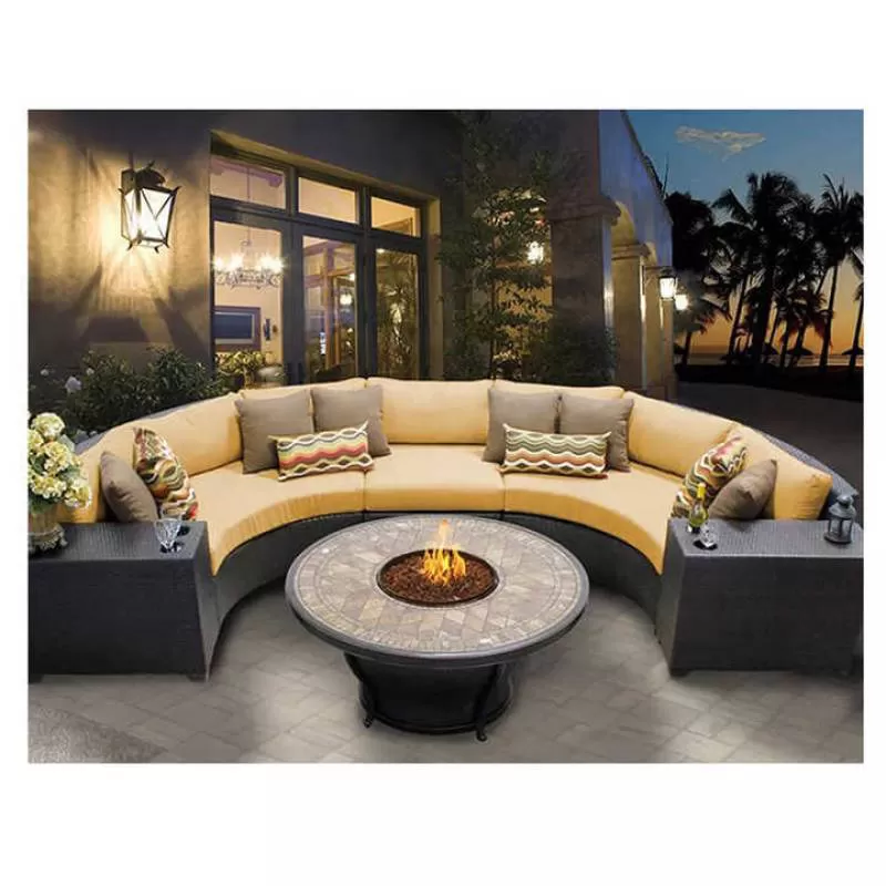 Vietnam India Bali Indonesia Circular Patio Shaped Garden Furniture Round Plastic Wicker Rattan Sofa Set Furniture Garden
