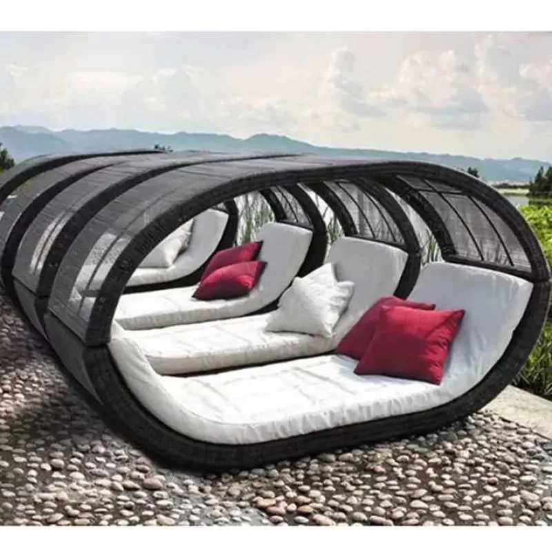 Pool Garden Line Outdoor Rattan Wicker Nest Sun Lounge Beds Rattan Sun Furniture Daybed Lounger