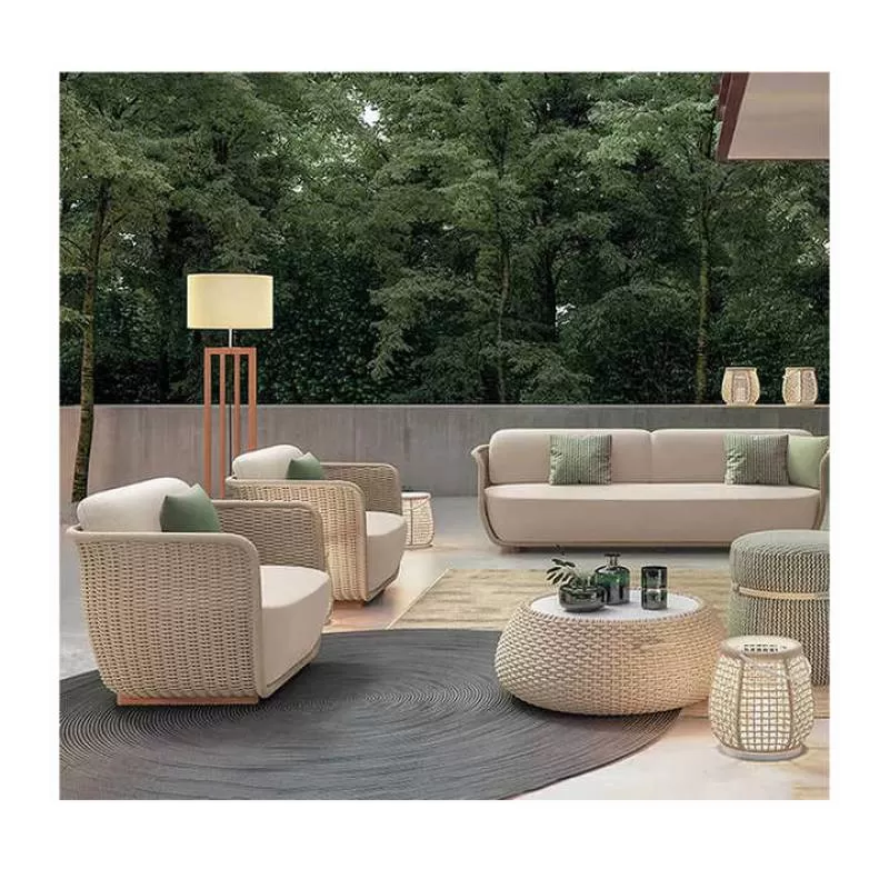 Italian New Outdoor Luxury Garden Modern Rattan Furniture Stock for Restaurant