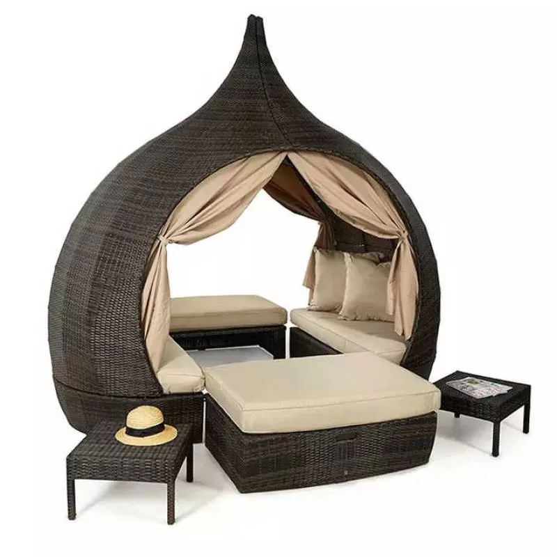 Wicker Outdoor Oval Patio Swimming Pool Rattan Set Sofa Lounge Daybed Day Bed Outdoor Furniture Round Rattan