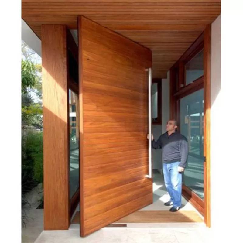 Exterior Luxury Large Solid Wood Main Entrance Pivot Doors System Design Modern House Villa Wooden Pivot Front Entry Door