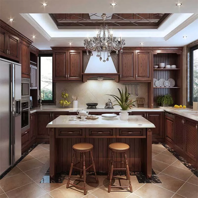 United States for Sale Antique Mahogany Modular Kitchen Cabinets Solid Wood Islands Luxury for Sale