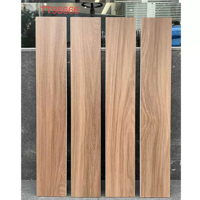 Matte Finish Porcelain Glazed Wood Look Kitchen Ceramic Tiles Floor 15x90