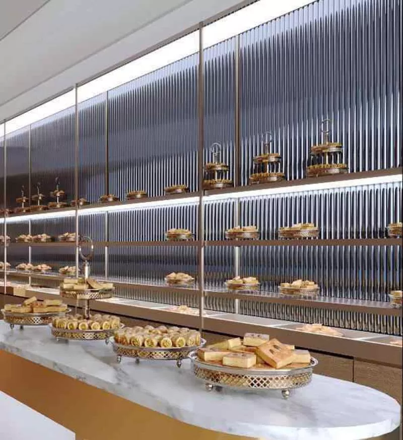 Modern Technological Texture Metallic Mirrored Arc  WPC Wallboard Indoor Wall Decor Panels groove PVC Claddings 3D Grilles