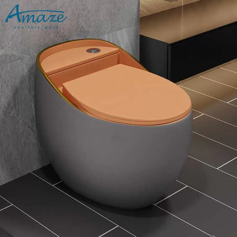 Modern Luxury 2023 New Design Hotel Bathroom Sanitary Ware Wc Round s Trap One Piece Toilet Bowl Ceramic Color Egg Shape Toilet