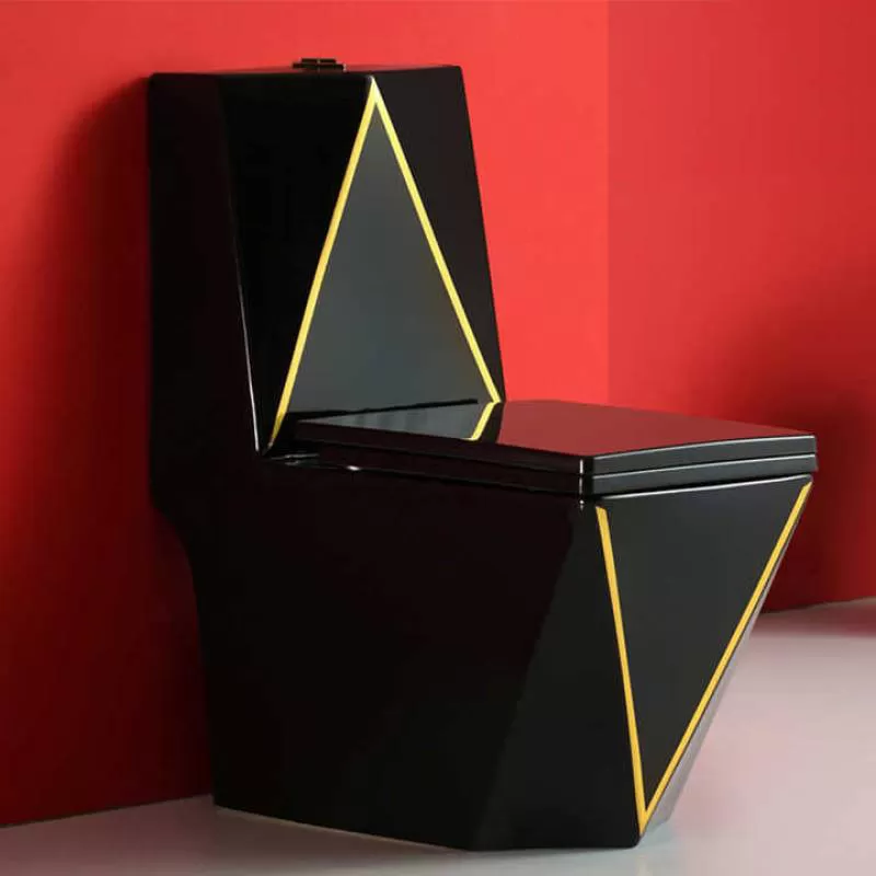 Wholesale Dubai Bathroom Sanitary Ware Wc Toilet Bowl Commode s Trap/p Trap One Piece Ceramic Gold Black Diamond Shape Toilet