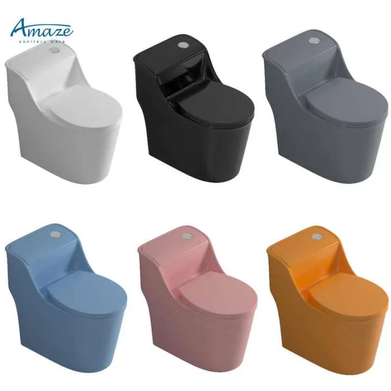 Modern Hotel Custom Color Bathroom Toilet Ware Floor Mounted Trap Integrated Ceramic Flush Toilet