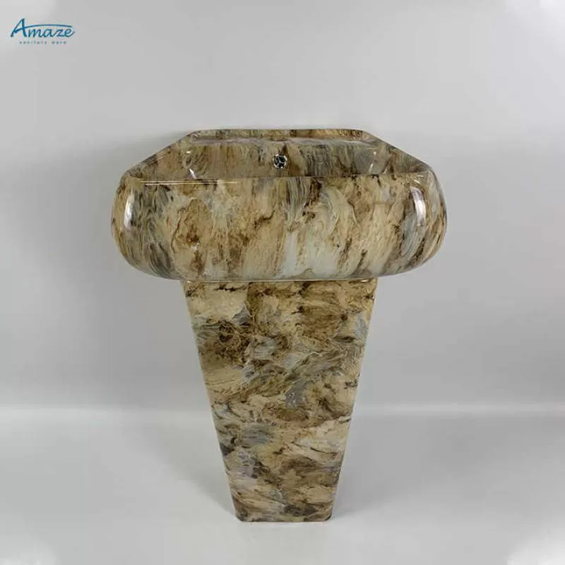 Hot Sale Modern Natural Marble Bathroom Ceramic Pedestal Wash Basin Sink