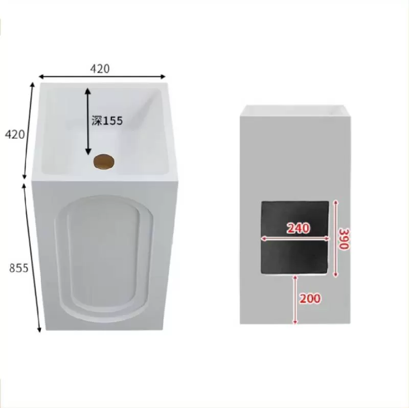 French Creative Art Basin Hotel Light Luxury Rectangle One Piece Floor Mounted Wash Basin Balcony Outdoor Pedestal Sink