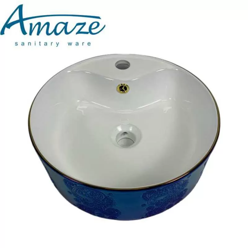 Electroplating Color Pattern Art Basin Ceramic Wash Basin Hotel Counter Top Sinks