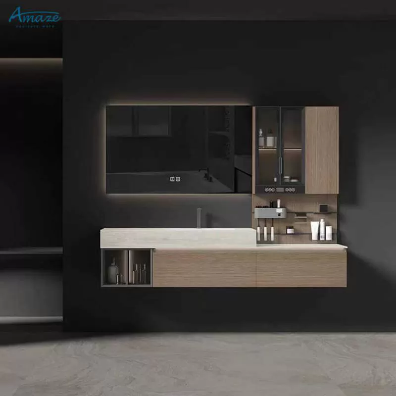 Wall Mounted Hot Sale Hotel Customize High Quality Washroom Ceramic Wash Basin Sink Bathroom Vanity with Mirror Cabinet