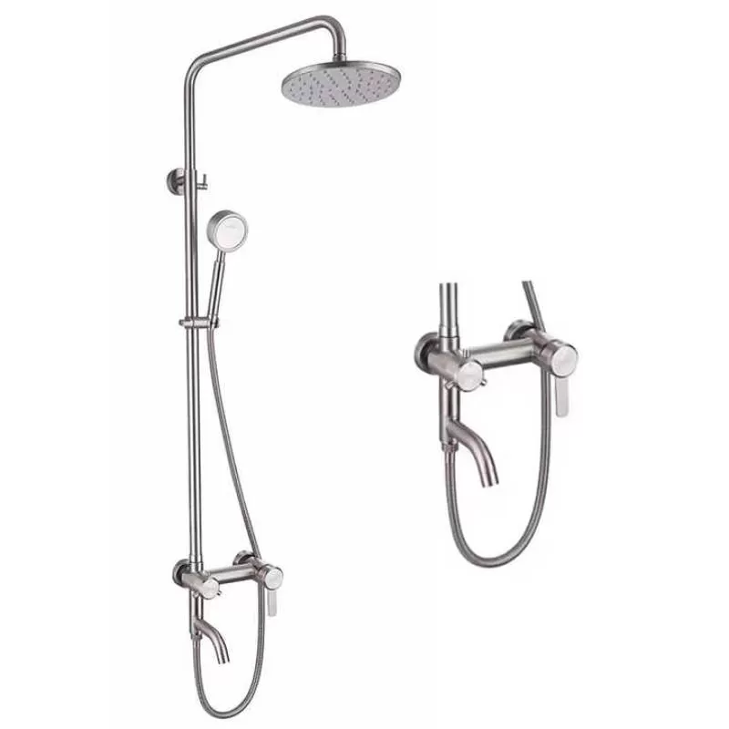 Commercial Shower Column Set 201 Stainless Steel Bathroom Set Wall-mount Showers 3 Functions Key Shower Faucet Set