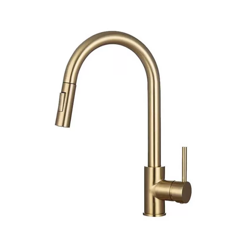 304 Stainless Steel Modern Pull Kitchen Faucet 304ss Brushed Nickel Black Gold White Sink Mixer Ceramic Valve Core Made Brass