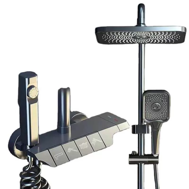 Modern Popular Piano Key Shower Set Gun Grey Pressurized Hot and Cold Water Mixer Shower Shower System