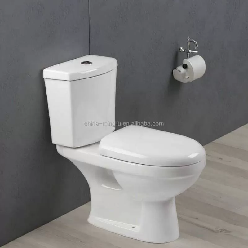 Hotel Restroom Ceramic Flush Two-piece Toilet Large Residential Bathroom White White Easy to Clean Two-piece Toilet