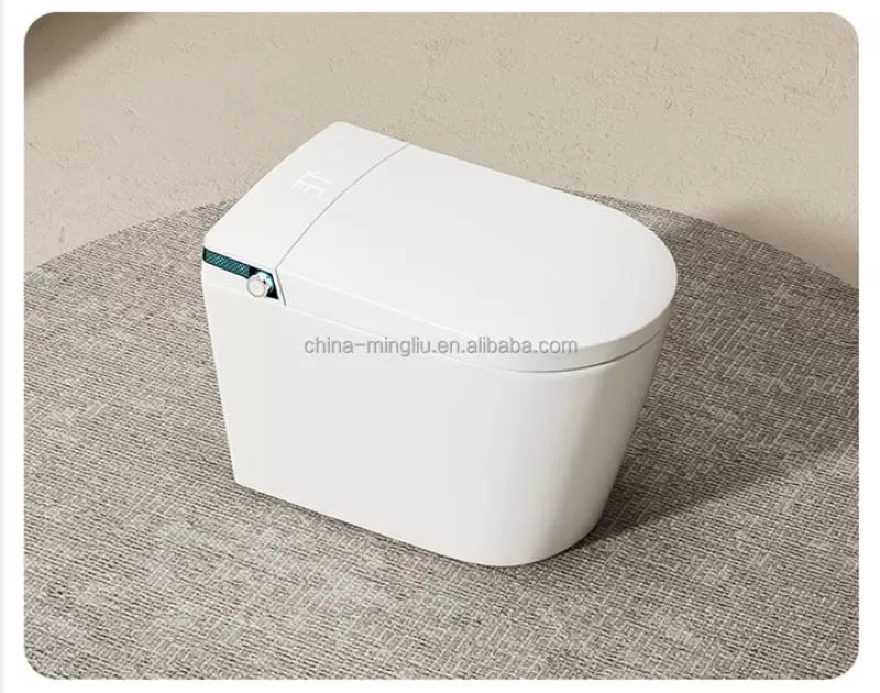 Ceramic Sanitary Ware Smart Automatic Flip Toilet Apartment Washroom Integrated Smart Toilet Bathroom White Smart Flush Toilet