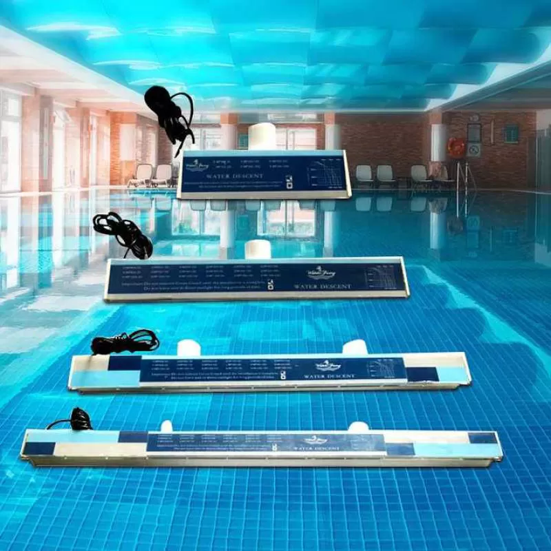 OEM Custom Wall Mounted Acrylic Water Sheer Descent Swimming Pool Waterfall Rectangle Shape with Colorful Lighting Decoration