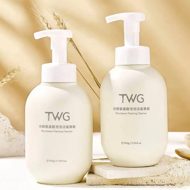 TWG Large Volume Rice Foaming Face Cleanser Facial Cleansing Foam Family Size 500 g Rice Amino Acids Foaming Face Wash