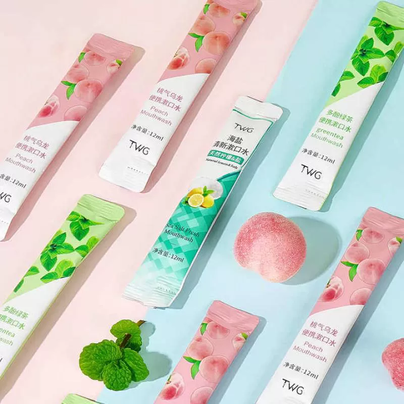 TWG OEM Private Label Mouth Wash 12ml Portable Sachet Pocket  Moth Wash Cleansing Oral Refresher Mini Strip Mouthwash