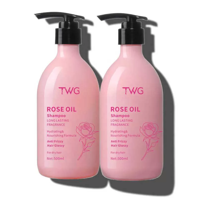 Rongyao Private Label Shampoo Manufacturer Hair Shampoo Anti Frizzy Hair Strengthening Rose Oil Essencee Fragrance Shampoo