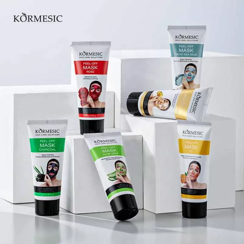 KORMESIC Custom Logo 24K Gold Collagen Deep Sea Mud Aloe Vera VC Charcoal Rose Peel Face Mask Peel-Off Facial Mask