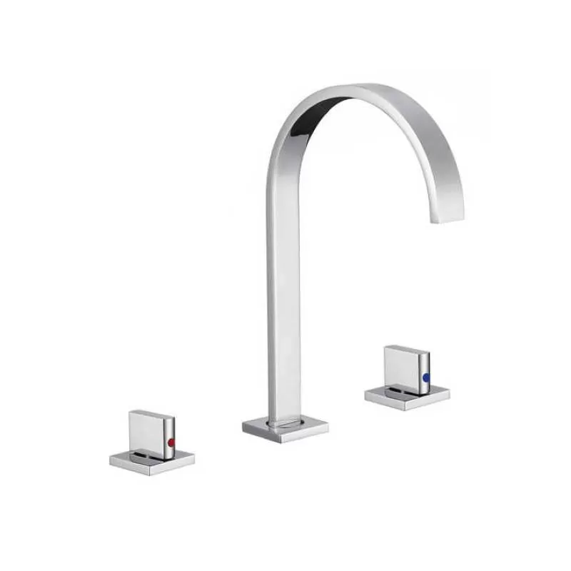 Chrome 8" Widespread Basin Faucet Three Hole Sinks Basin Bathroom Faucet Hotel Waterfall Bathroom Faucet Basin Mixer