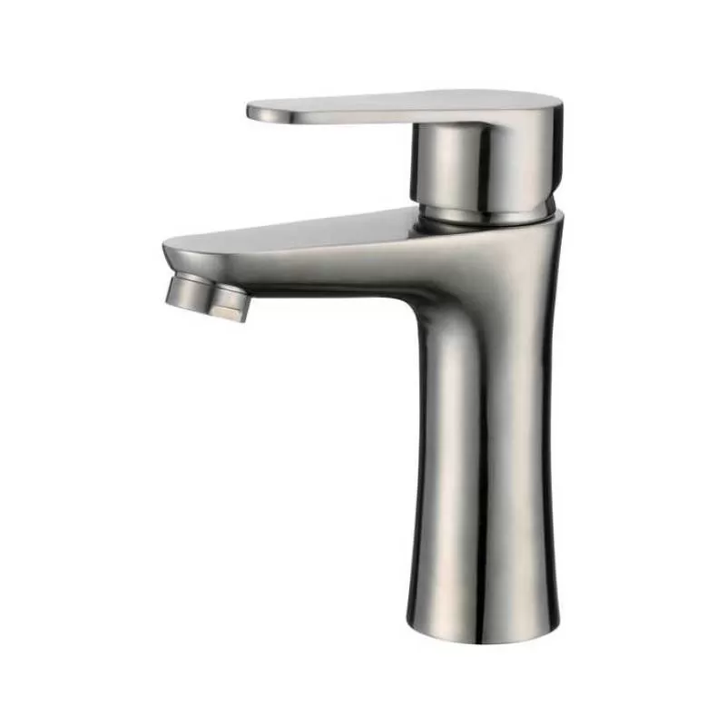 New Stainless Steel Bathroom Sink Basin Cold Hot Water Tap Basin Faucet Single Handle Single Hole Deck Mounted Bathroom Faucets