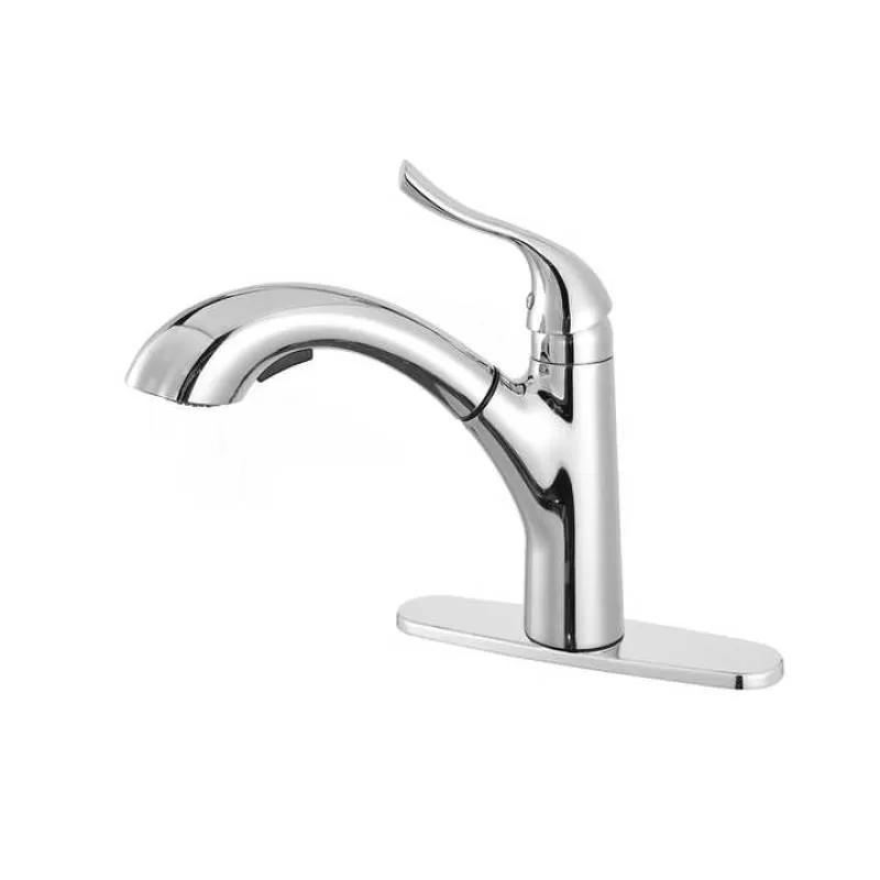 Modern Chrome Kitchen Sink Faucet Single Handle Hole Commercial Travel Trailer RV Kitchen Faucet with Pull Out Sprayer