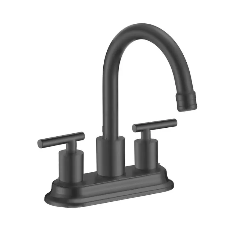 2-Handle Centerset Bathroom Faucets With 360 Swivel Spout and Black Finish - Ideal for Small Sinks