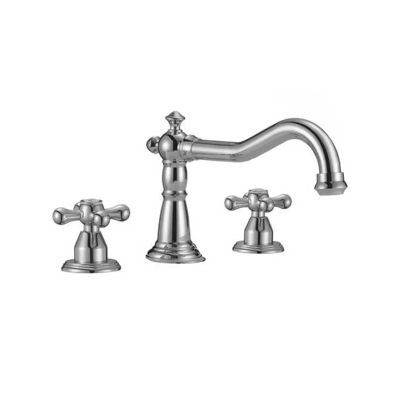 Widespread Bathroom Sink Faucet, 3 Hole 2 Handles Chrome Bathroom Faucet, 8 Inch Wide-Spread Bathroom Sink Faucet