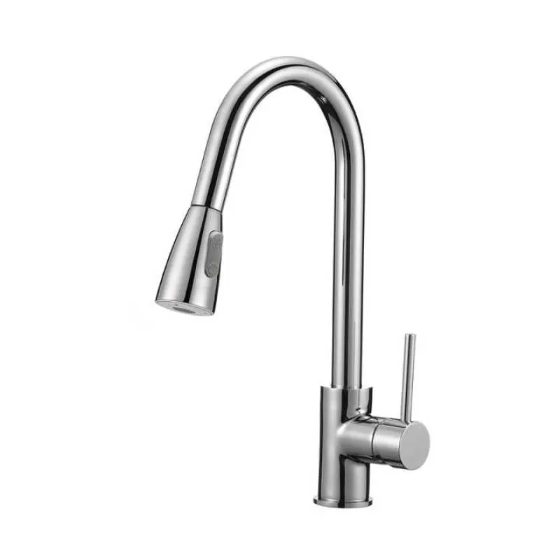 High Quality Single Handle 360 Degree Rotating Flexible Kitchen Mixer Faucet Chrome Kitchen Faucet with Pull Down Sprayer