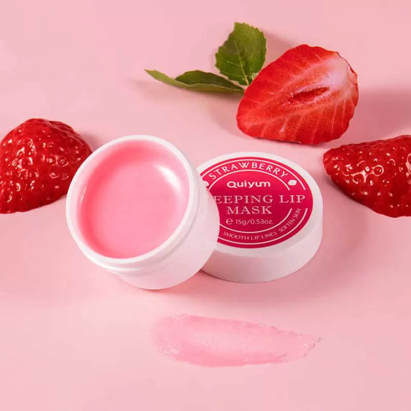 Private Label 15g Lip Care Moisturizes Nourishing Smoothing Hydrating Pink Strawberry Sleeping Lip Mask