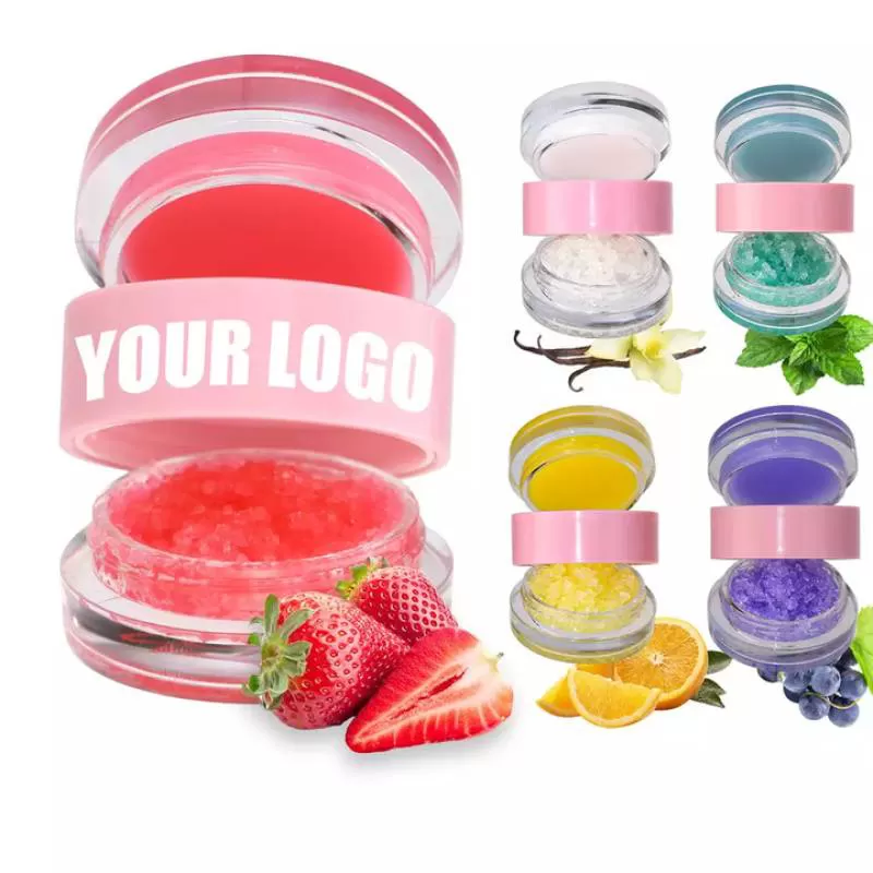 OEM ODM Lips Maskss Beauty 2 in 1 Vegan Fruit Moustirzing Exfoliator Sleepingmask Suger Lip Scrub and Balm Set