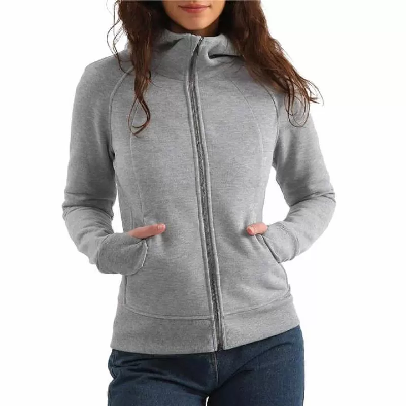OEM Service Good Quality Plain Zip up Hoodies Cotton Fleece Breathable Fabric Long Sleeve Slim Fit Ladies Hoodies