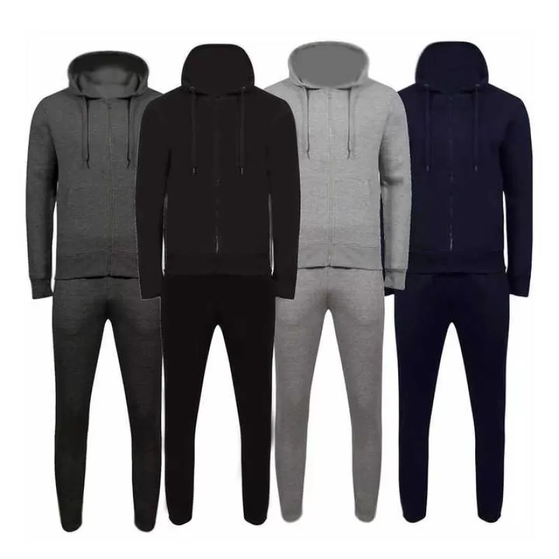 New Men Plain Hooded Sweatshirt Hoodies  Zip Top Joggers Jogging Tracksuit Set 100% Cotton Tracksuits From Pakistan