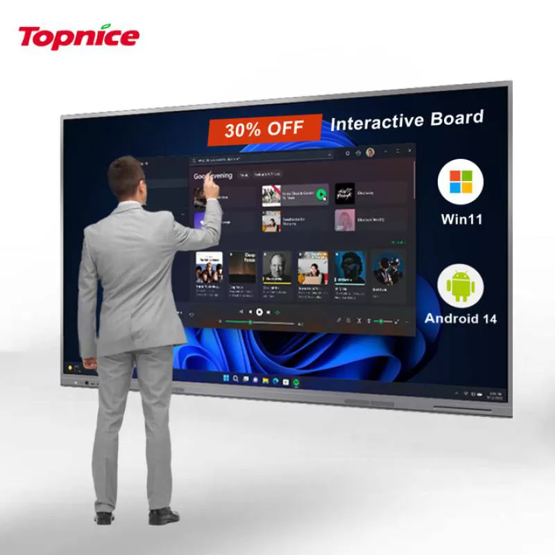 Topnice 4K Android OPS 65 inch Màn hình tương tác Bảng thông minh Màn hình cảm ứng 75 inch Bảng trắng tương tác