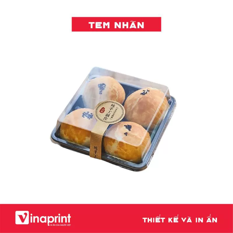 Mẫu tem nhãn trên hộp đựng bánh