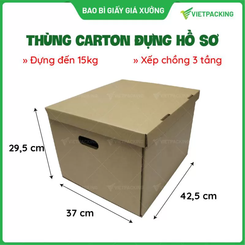 Thùng carton 42.5x37x29.5 (đựng hồ sơ bìa còng)